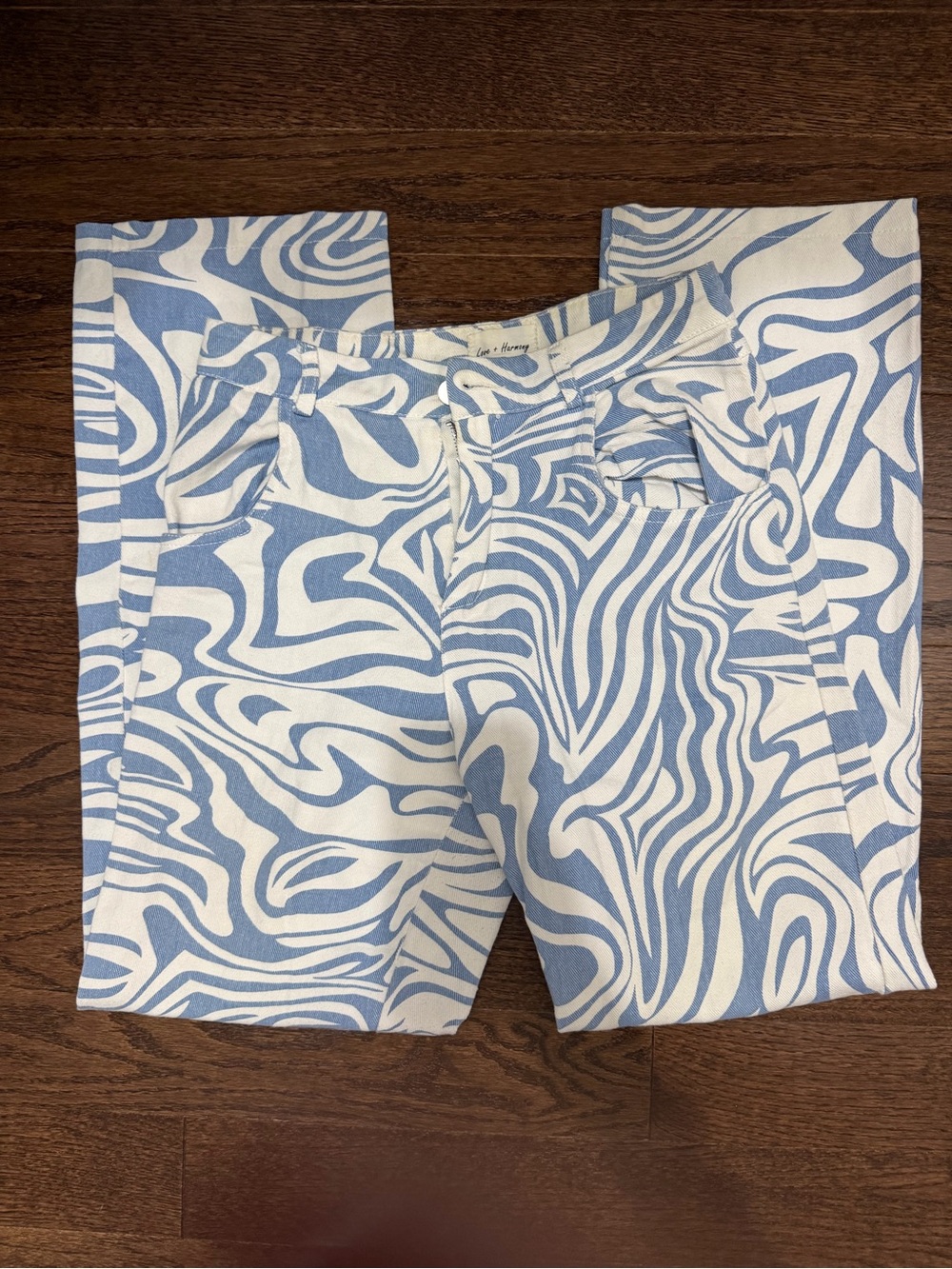 American Threads Blue and White Swirl Trousers size S